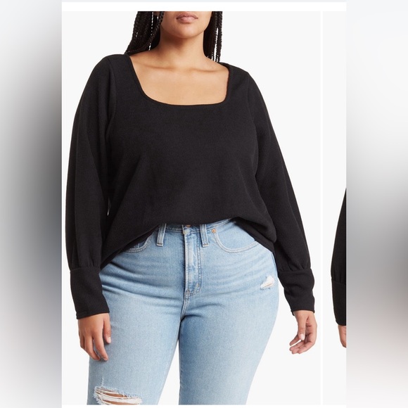 đź–¤Madewellđź–¤Ottoman Square Rib Top, size 1X - Picture 1 of 15